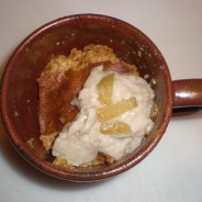 Molasses Pudding with Banana, Ginger Cream
